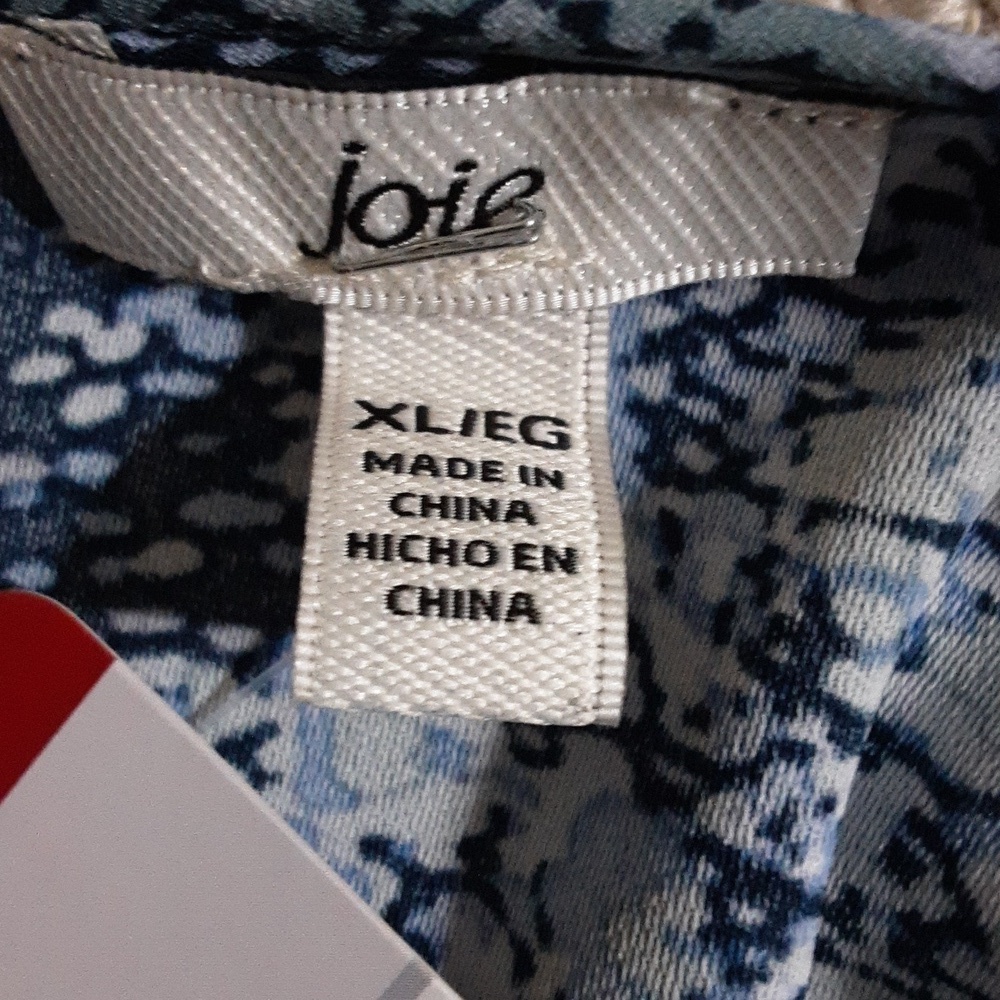 Joie Peasant blouse top Blue Patterned Women Bleu XL casual vacation office boho - Picture 8 of 12